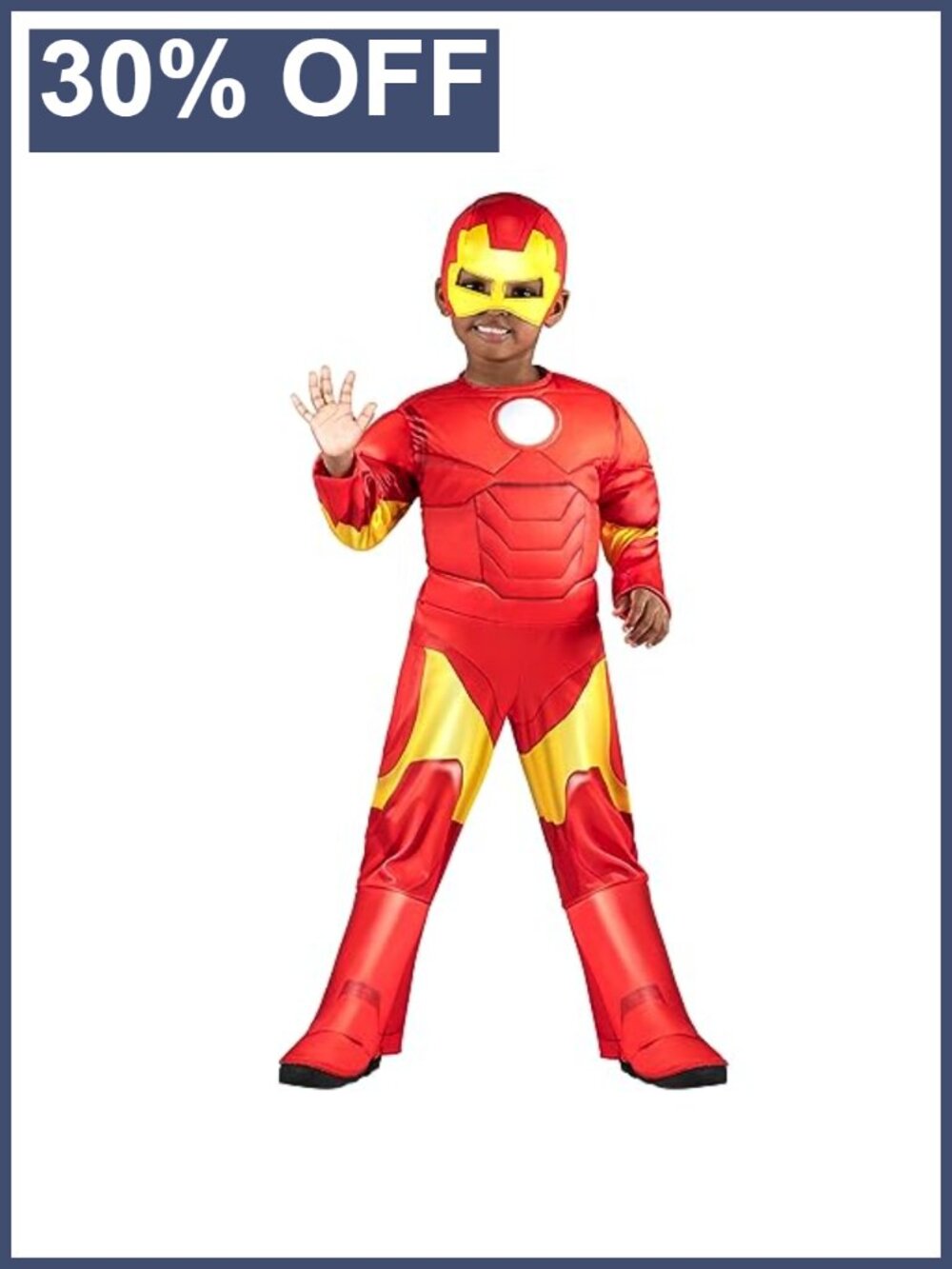 Iron Man Toddler Deluxe Costume Padded Jumpsuit with Mask, 3T-4T